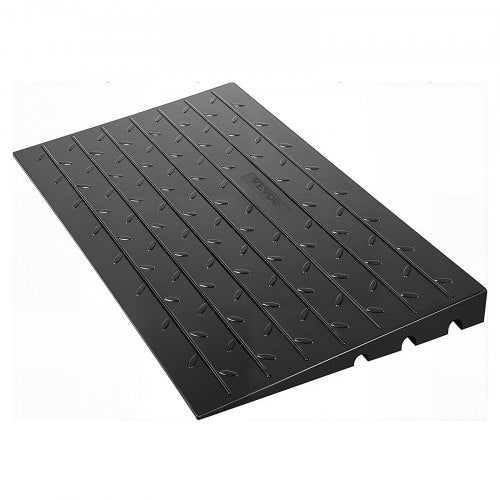 Rubber Threshold Ramp, 4\" Rise Threshold Ramp Doorway, 3 Channels Cord Cover Rubber Solid Threshold Ramp, Rubber Angled Entry Rated 2200 Lbs Load Capacity for Wheelchair and Scooter