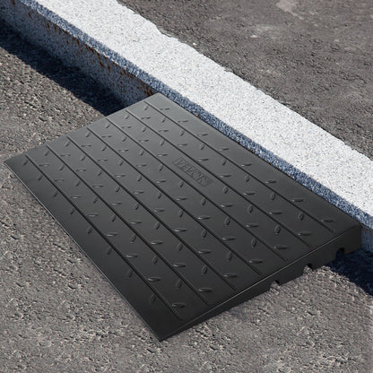 Rubber Threshold Ramp, 4\" Rise Threshold Ramp Doorway, 3 Channels Cord Cover Rubber Solid Threshold Ramp, Rubber Angled Entry Rated 2200 Lbs Load Capacity for Wheelchair and Scooter