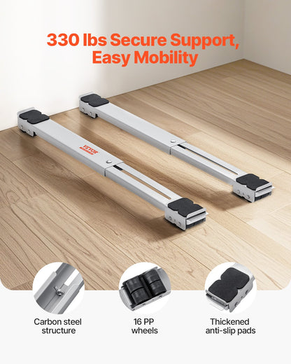 Heavy Duty Furniture Appliances Rollers, 299.4 kg Total Load, Extendable Appliance Rollers Mobile Washing Machine Base, Fridge Stand Dolly Movers for Refrigerators, Dryers, Dishwashers, White