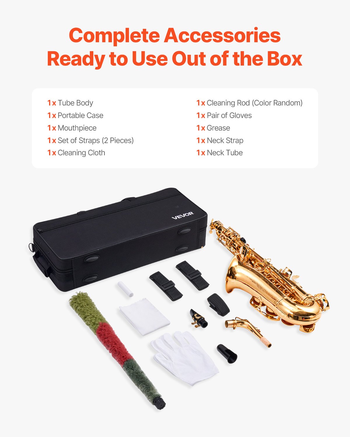 Alto Saxophone, E Flat, Brass Saxophone Beginner Kit with Carrying Case, Mouthpiece, Straps, Cleaning Cloth Rod, Gloves, Grease, Neck Strap, 23 Keys Alto Sax Kit, for Beginners Students, Gold
