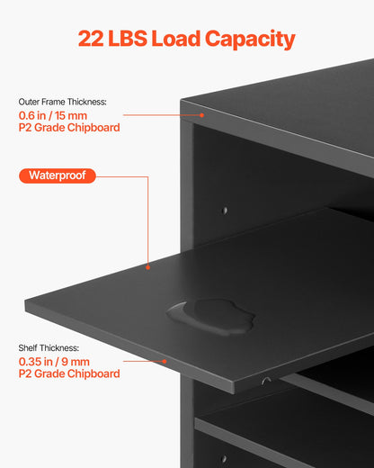 Literature Organizer, 24 Compartments Office Mailbox with Adjustable Shelves, Wooden Mailbox Sorter Medium Density Fiberboard Office Home Classroom Storage for Files, Documents, Papers, Grey