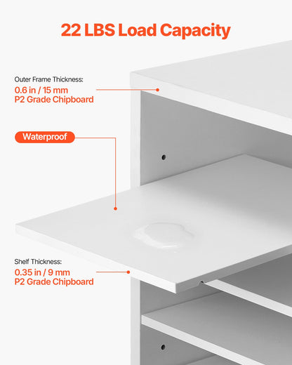Literature Organizer, 36 Compartments Office Mailbox with Adjustable Shelves, Wooden Mailbox Sorter Medium Density Fiberboard Office Home Classroom Storage for Files, Documents, Papers, White