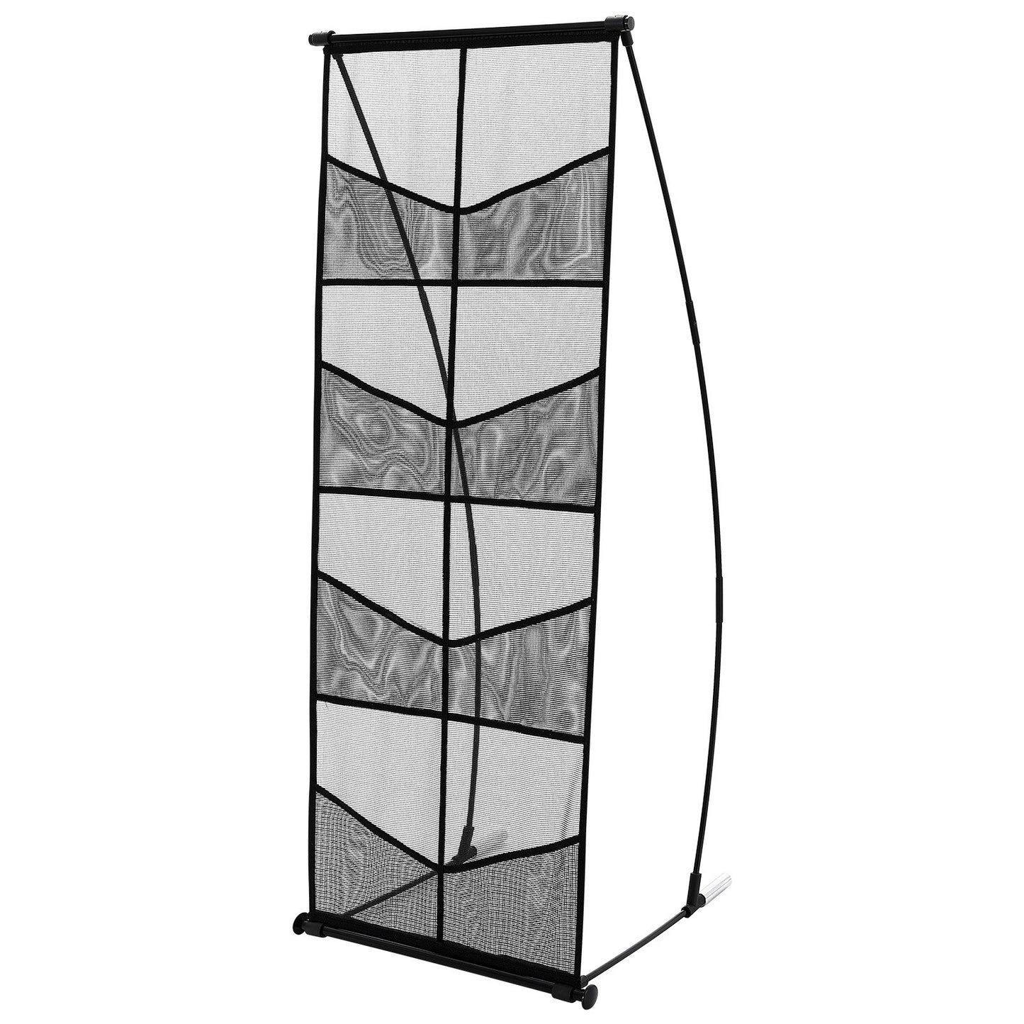 Broschyrställ, 4-våningar med 8 fickor i nät, litteraturhållare, golvstående tidskrifts- och katalogställ, lätt och bärbar med bärväska för butiks- och utställningskontor