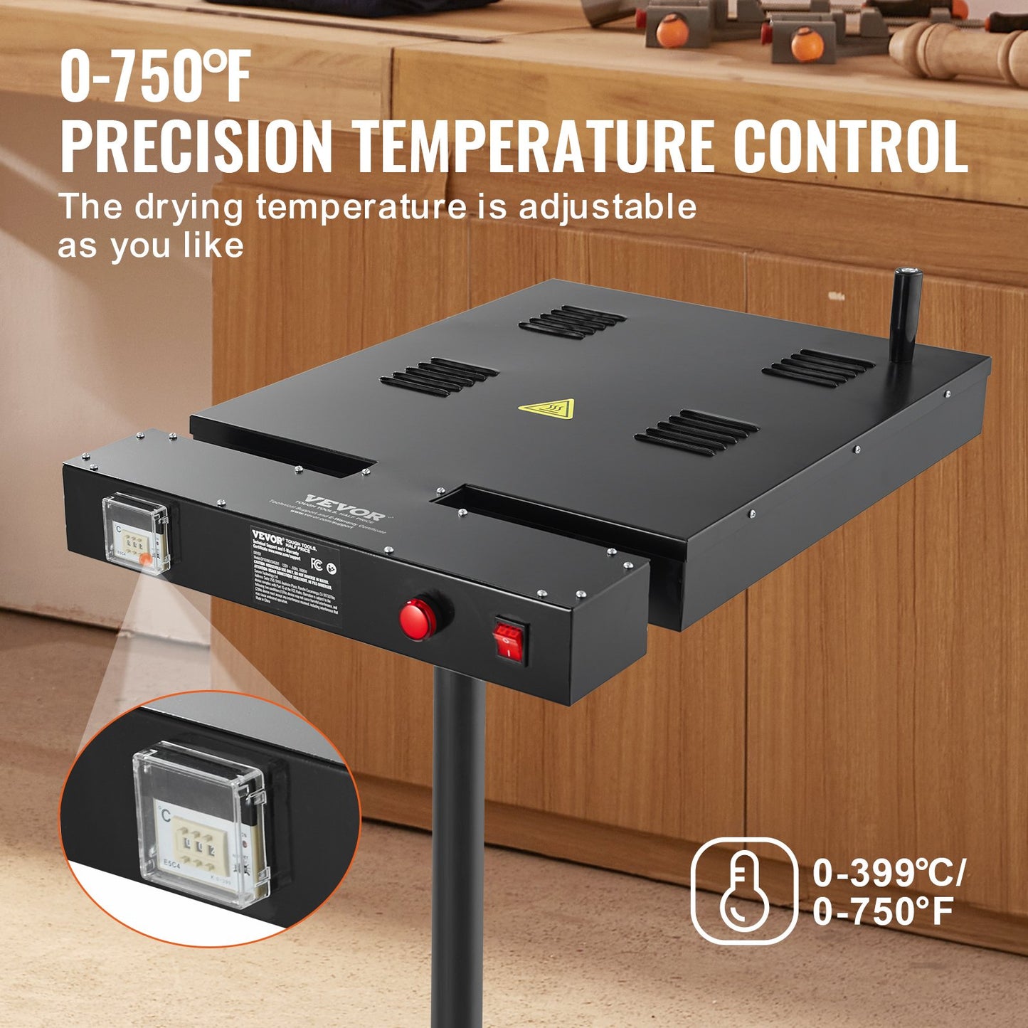 Flash Dryer, 18 x 18 inch Flash Dryer for Screen Printing, 0-750℉ Temperature Control, High Power Silk Screen Printing Dryer with Height Adjustable Stand, 360° Rotation, T-Shirt Curing Machine