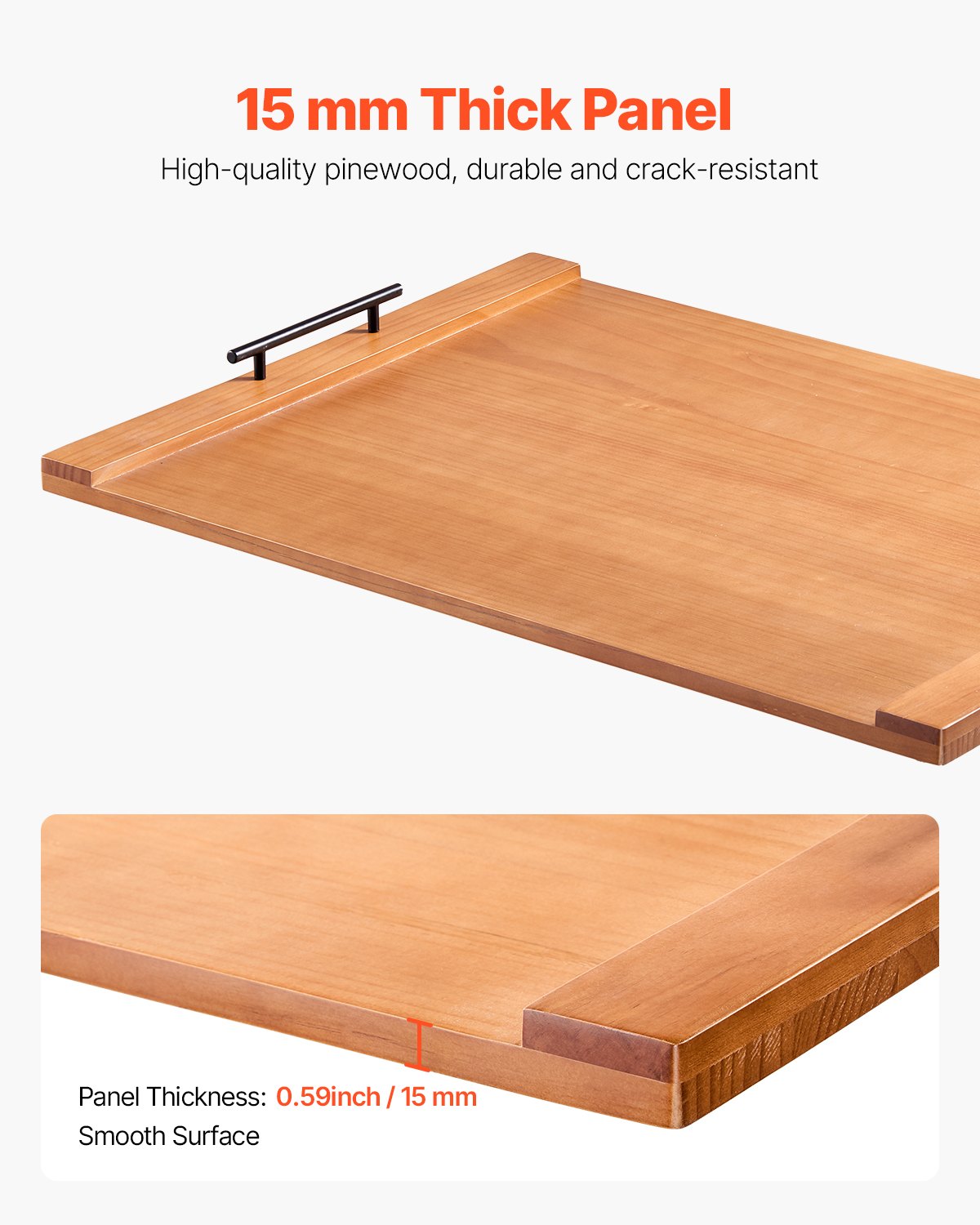 Noodle Board Stove Cover, Stove Top Cover Board for Gas Burners & Electric Stove, Pine Wood Cutting Board with Handles, RV Stovetop Cover/ Kitchen Sink Cover for Counter Space & Tray, Natural