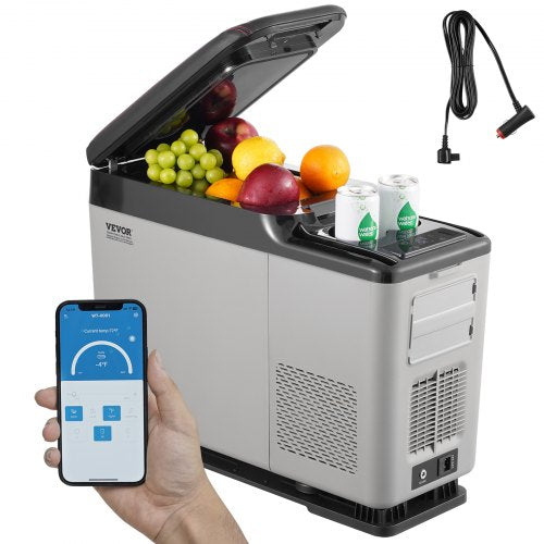 Car Refrigerator, 12 Volt Car Armrest Refrigerator Fridge, 15 L Single Zone Portable Freezer, -4℉-68℉ Adjustable Range, 12/24V DC and 100-240V AC Compressor Cooler for Outdoor, Camping