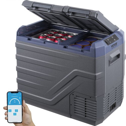 Car Refrigerator, 12 Volt Car Refrigerator Fridge, 40 L Dual Zone Portable Freezer, -4℉-68℉ Adjustable Range, 12/24V DC and 100-240V AC Compressor Cooler for Outdoor, Camping, RV
