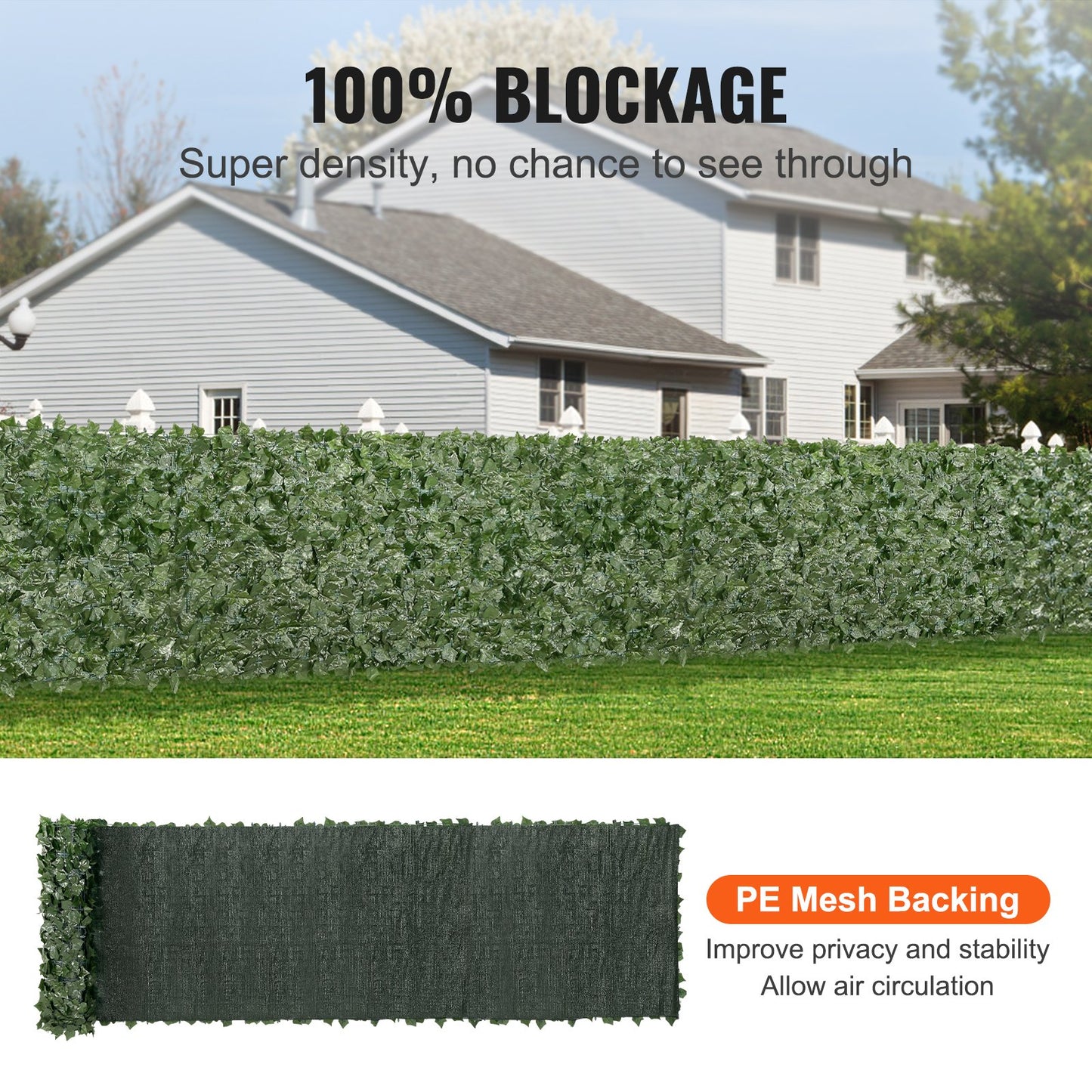 Ivy Privacy Fence, 1 x 5m Artificial Green Wall Screen, Greenery Ivy Fence with Mesh Cloth Backing and Strengthened Joint, Faux Hedges Vine Leaf Decoration for Outdoor Garden, Yard, Balcony