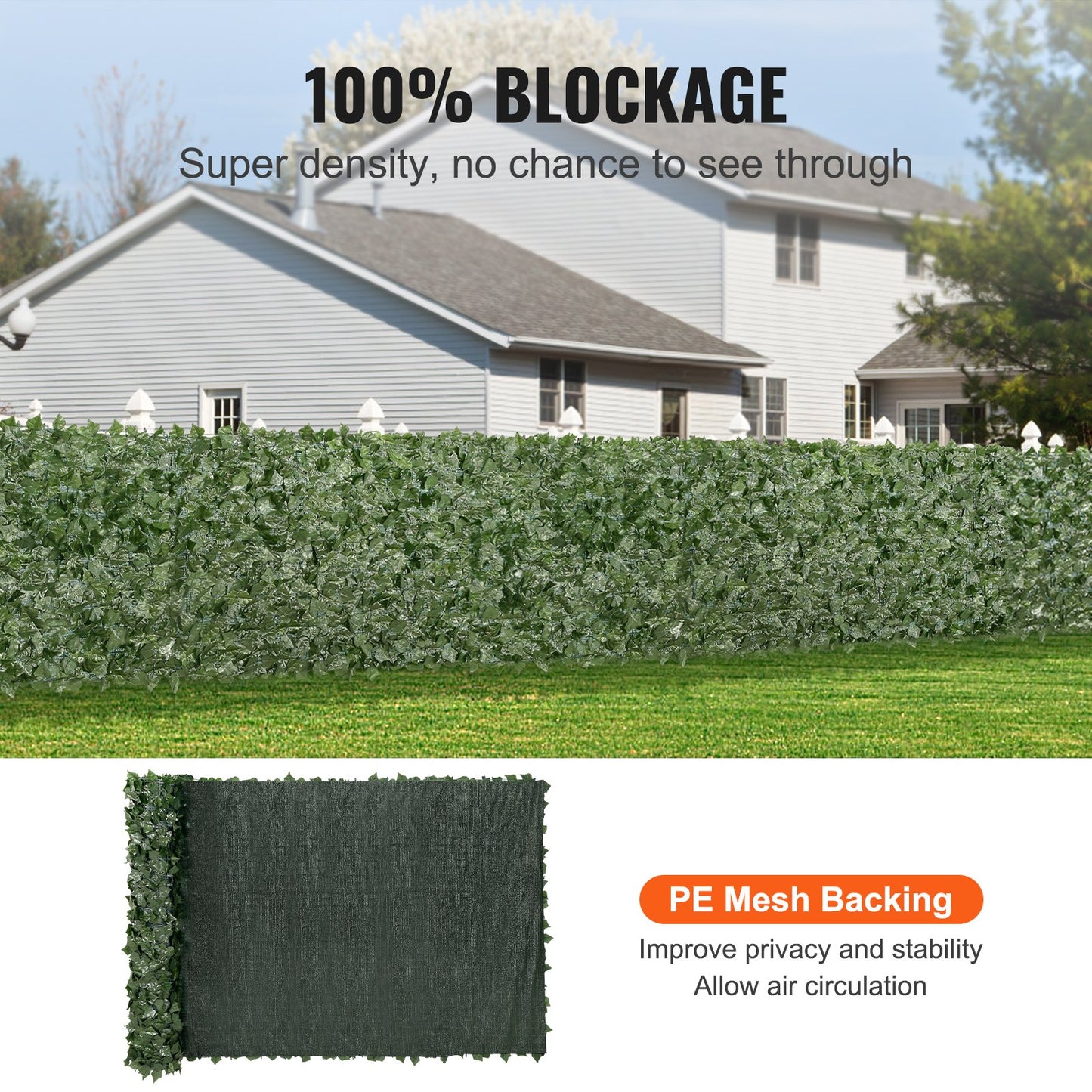 Ivy Privacy Fence, 1.5 x 4m Artificial Green Wall Screen, Greenery Ivy Fence w/ Mesh Cloth Backing and Strengthened Joint, Faux Hedges Vine Leaf Decoration for Outdoor Garden, Yard, Balcony