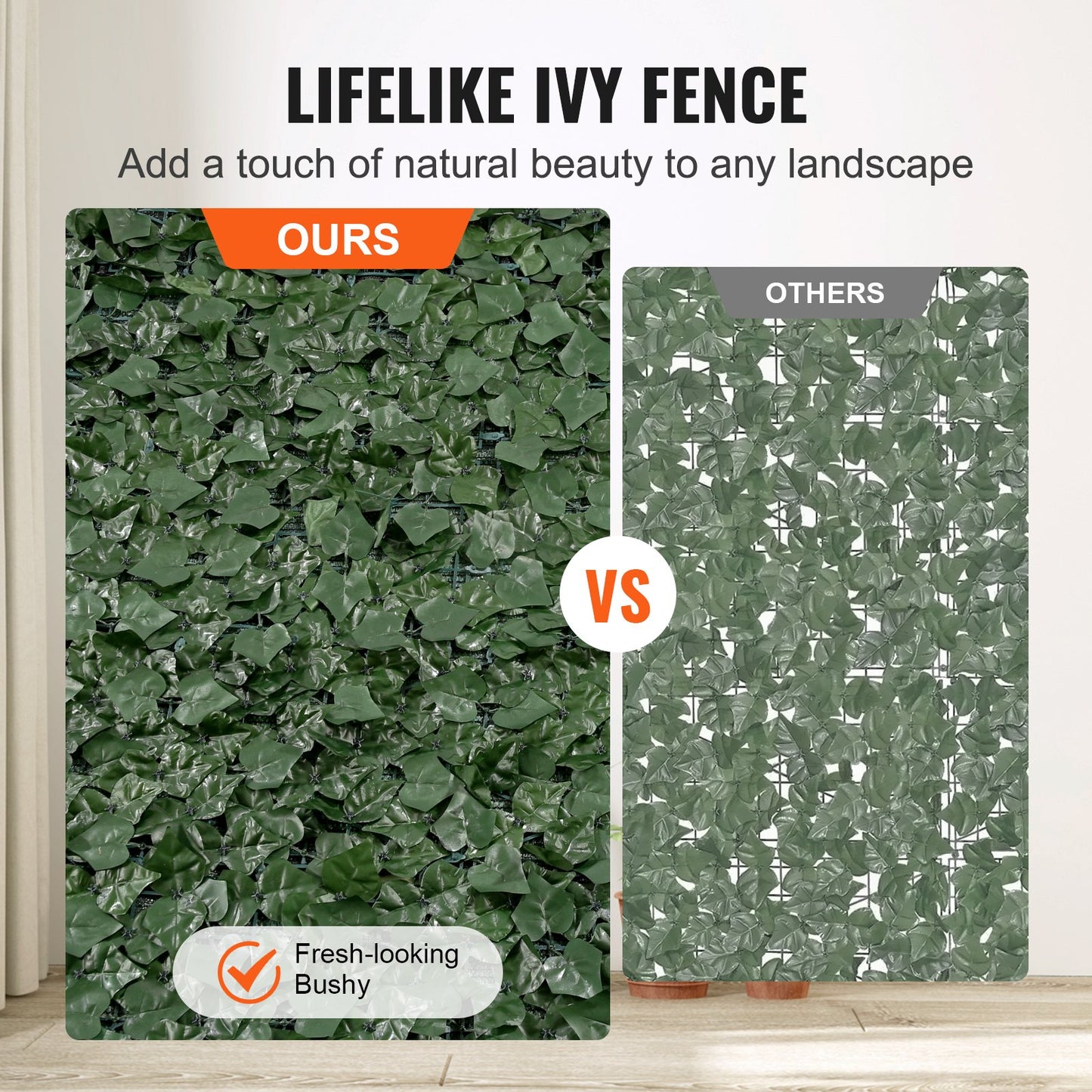 Ivy Privacy Fence, 1.5 x 4m Artificial Green Wall Screen, Greenery Ivy Fence w/ Mesh Cloth Backing and Strengthened Joint, Faux Hedges Vine Leaf Decoration for Outdoor Garden, Yard, Balcony