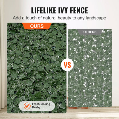 Ivy Privacy Fence, 1.5 x 4m Artificial Green Wall Screen, Greenery Ivy Fence w/ Mesh Cloth Backing and Strengthened Joint, Faux Hedges Vine Leaf Decoration for Outdoor Garden, Yard, Balcony