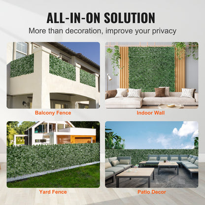 Ivy Privacy Fence, 1.5 x 4m Artificial Green Wall Screen, Greenery Ivy Fence w/ Mesh Cloth Backing and Strengthened Joint, Faux Hedges Vine Leaf Decoration for Outdoor Garden, Yard, Balcony