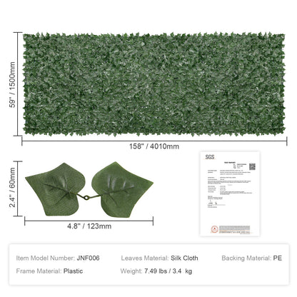 Ivy Privacy Fence, 1.5 x 4m Artificial Green Wall Screen, Greenery Ivy Fence w/ Mesh Cloth Backing and Strengthened Joint, Faux Hedges Vine Leaf Decoration for Outdoor Garden, Yard, Balcony