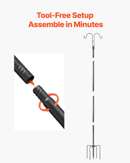 Dubbla Shepherds-krokar för utomhusbruk, 8-pack 1560 mm kraftig fågelmatarstång, 19 mm tjocka trädgårdskrokar för att hänga upp kolibrimatare, växtkorgar, solcellslyktor, vindspel