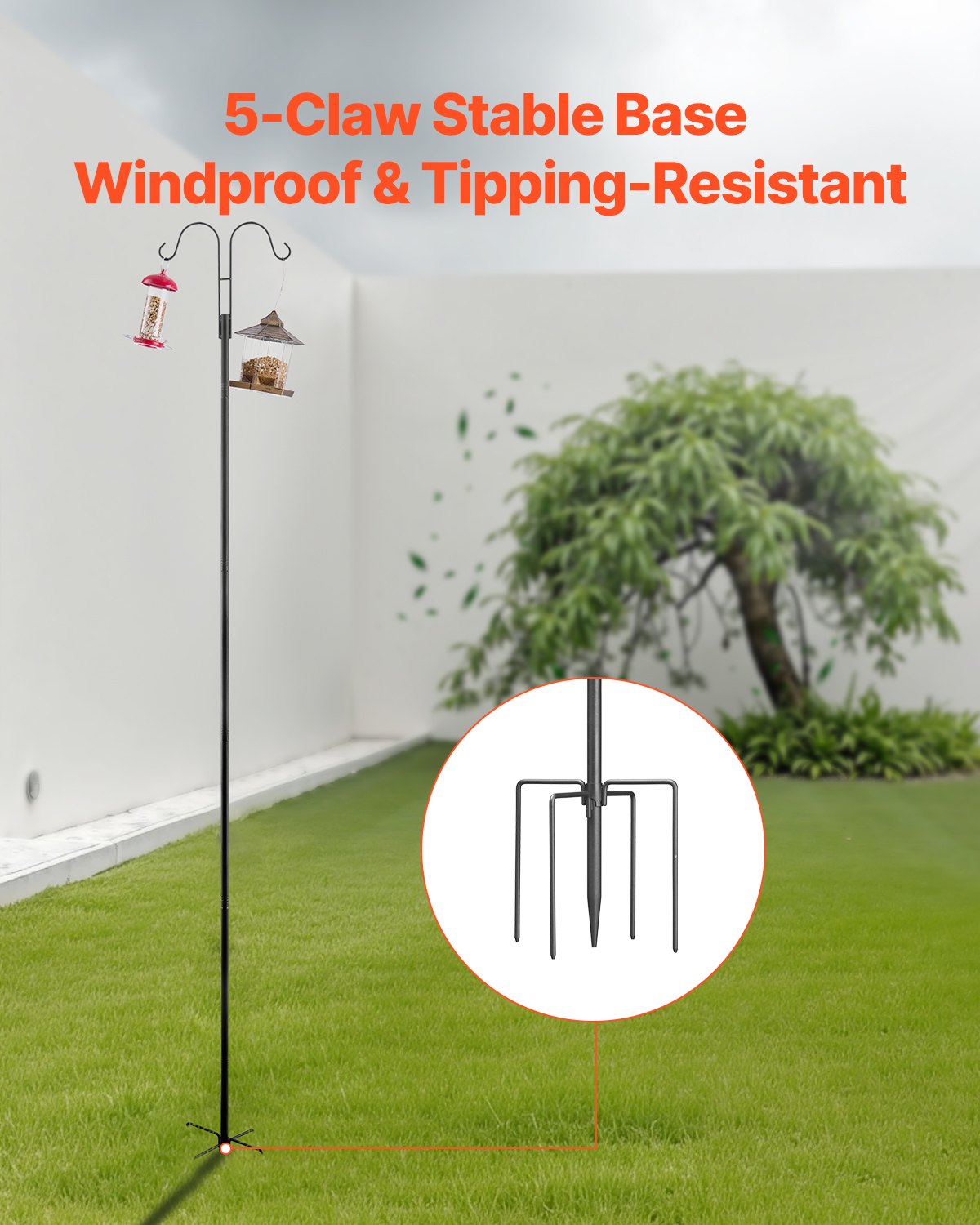 Dubbla Shepherds-krokar för utomhusbruk, 8-pack 2345 mm kraftig fågelmatarstång, 19 mm tjocka trädgårdskrokar för att hänga upp kolibrimatare, växtkorgar, solcellslyktor, vindspel
