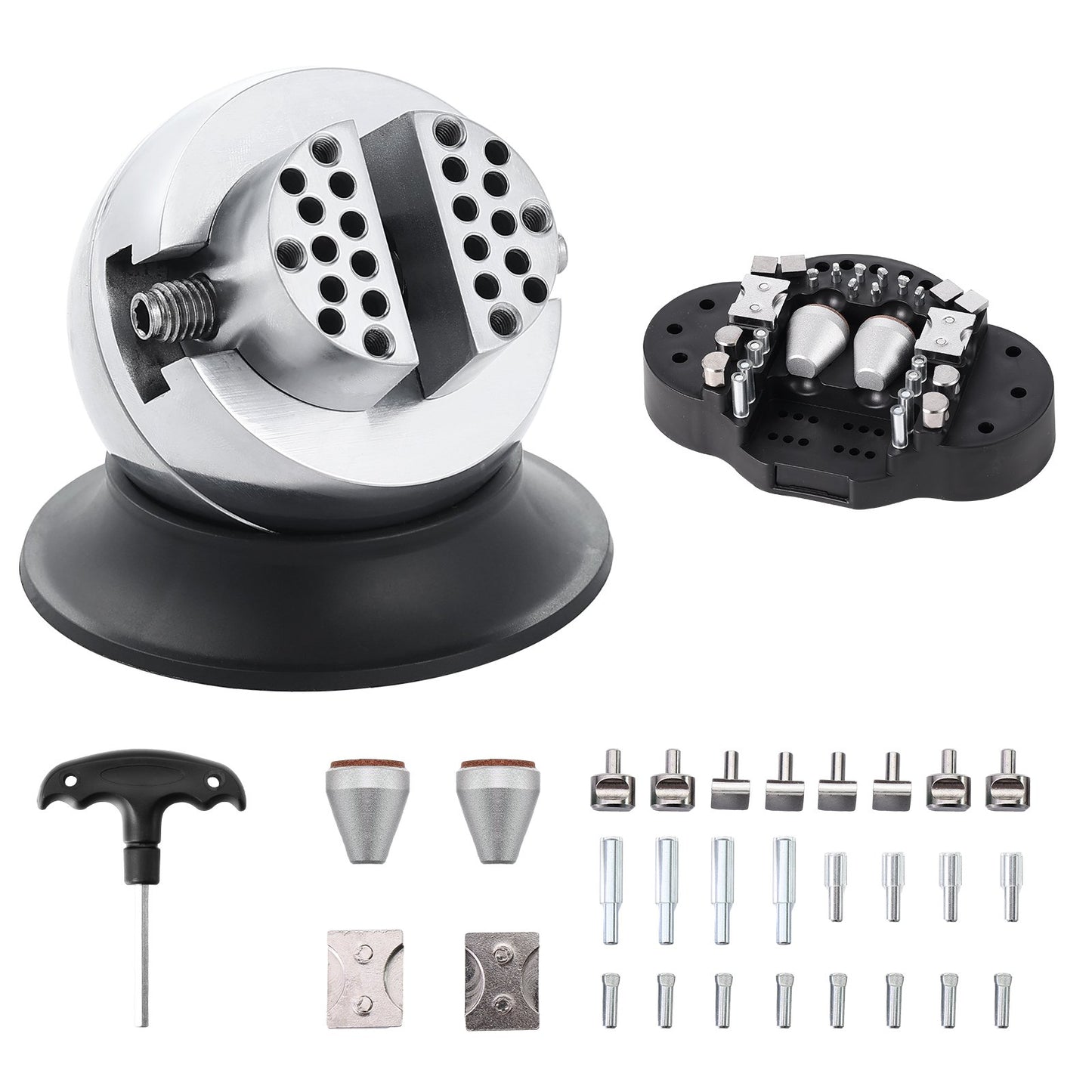 3 tums gravyrblock kulskruvstäd med 30 st. tillbehör inlagda diamanter komplett set kulskruvstäd gravyrinställningsverktyg för smyckeshandarbete