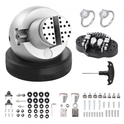 Kulskruvstäd, 13 cm gravyrinställningsverktyg, 360° roterande gravyrblocksskruvstäd, 69 delar tillbehör för smyckesgravyrblock, standardblock för ädelstensinläggning och gravyr i liten skala