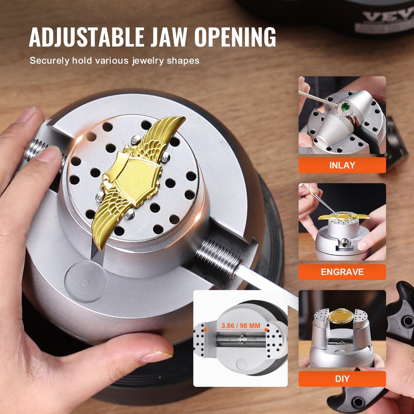 Kulskruvstäd, 13 cm gravyrinställningsverktyg, 360° roterande gravyrblocksskruvstäd, 69 delar tillbehör för smyckesgravyrblock, standardblock för ädelstensinläggning och gravyr i liten skala