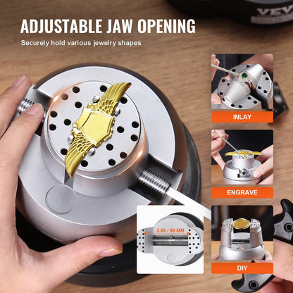 Kulskruvstäd, 13 cm gravyrinställningsverktyg, 360° roterande gravyrblocksskruvstäd, 69 delar tillbehör för smyckesgravyrblock, standardblock för ädelstensinläggning och gravyr i liten skala