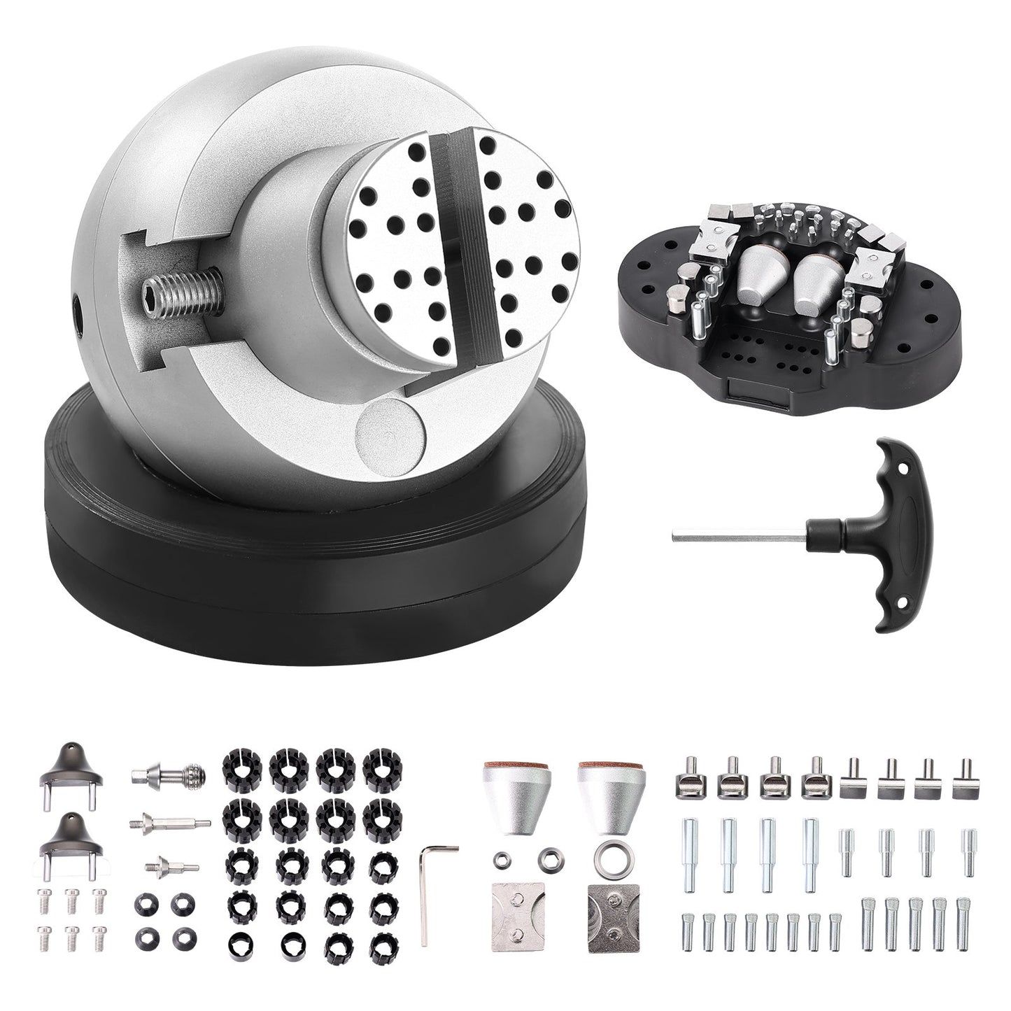Kulskruvstäd, 13 cm gravyrinställningsverktyg, 360° roterande gravyrblocksskruvstäd, 69 delar tillbehör för smyckesgravyrblock, standardblock för ädelstensinläggning och gravyr i liten skala
