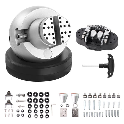 Kulskruvstäd, 13 cm gravyrinställningsverktyg, 360° roterande gravyrblocksskruvstäd, 69 delar tillbehör för smyckesgravyrblock, standardblock för ädelstensinläggning och gravyr i liten skala