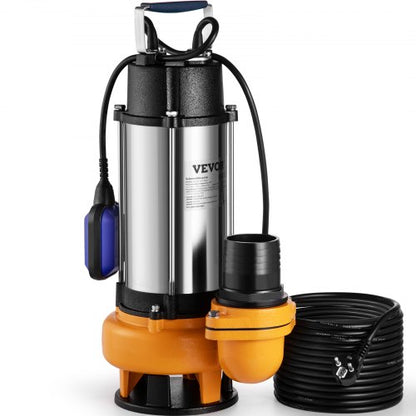 Submersible Water Pump, 2200W 60000L/H, with 10 m Cord and Automatic Tethered Float Switch, Portable Stainless Steel for Dirty or Clean, Drain Floods, Empty Garden Ponds, Swimming Pools, Hot Tub