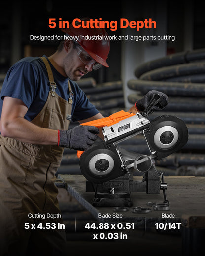 Portable Band Saw, 127 mm x 115 mm Cutting Depth, 360W Bandsaw with Brushless Motor, Cordless and Compact Portaband, Hang Hooks, 0-120 m/min Variable Speed for Cutting Metal, Wood (Bare Tool Only)