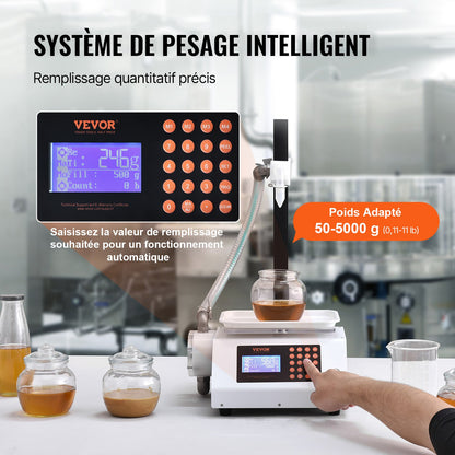 Liquid Filling Machine, 50-5000 g Weighing Capacity, Automatic Bottle Filler Machine Bottling Machine Gear Pump Digital Control for Honey, Oil, Wine, Detergent, Viscous Liquids