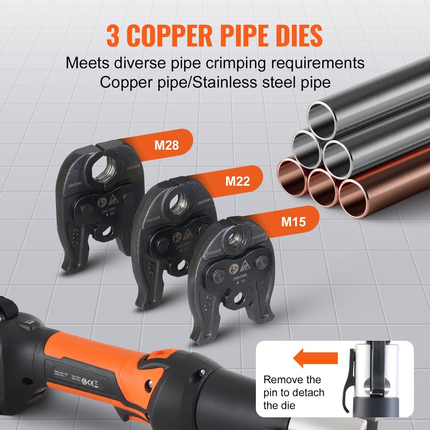 Press Tool and Battery Kit, Pro Press Tool, Electric Pipe Crimping Tool with M15, M22, M28 Jaws, Press Tool Kit with 2pcs 18V 2.0Ah Battery, Fast Charger, and Carrying Case