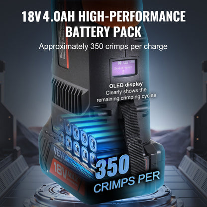 Pressverktyg och batterisats, Pro Pressverktyg, elektrisk rörpressverktyg med V15, V22, V28 käftar, pressverktygssats med 2 st 18V 4.0Ah batterier, snabbladdare och bärväska