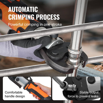 Press Tool and Battery Kit, Pro Press Tool, Electric Pipe Crimping Tool with M15, M22, M28 Jaws, Press Tool Kit with 2pcs 18V 4.0Ah Battery, Fast Charger, and Carrying Case