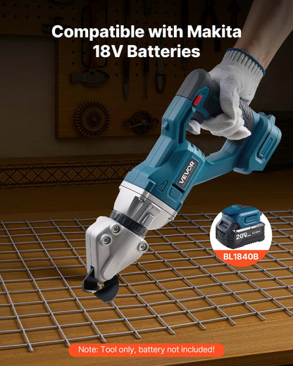 Metal Shear, Sheet Metal Cutter Cordless with 360-Degree Pivoting Head, Double Blades, 25000 RPM Speed, Cuts 1.22 mm Galvanized Steel, 1 mm Stainless Steel, Aluminum Plate, Plastic, Cardboard