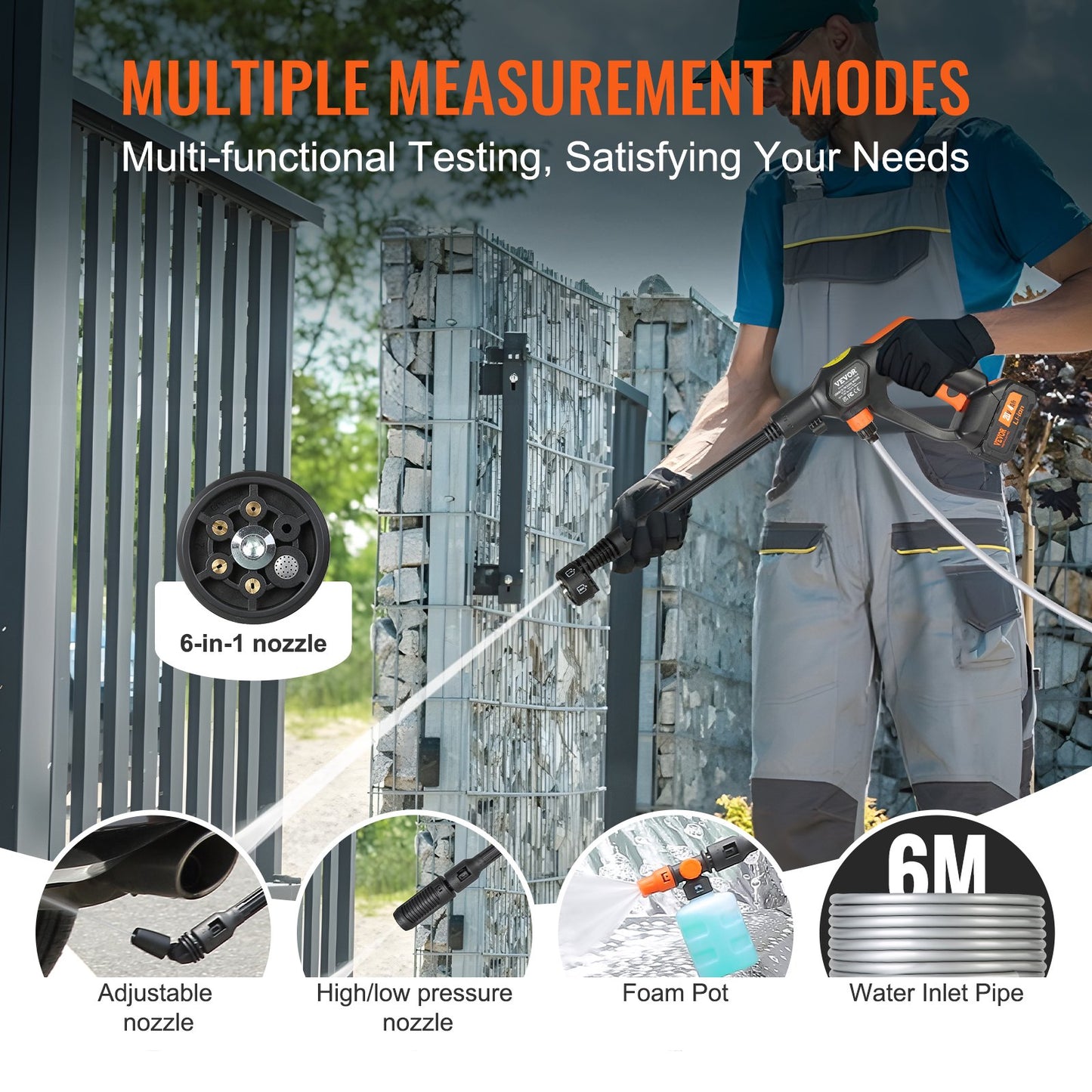 Cordless Pressure Washer, 652-PSI 1.1 GPM Portable Power Cleaner, Handheld High-Pressure Car Washer Gun with 4.0Ah Battery, Charger, 6-in-1 Nozzle, for Home/Floor Cleaning & Watering