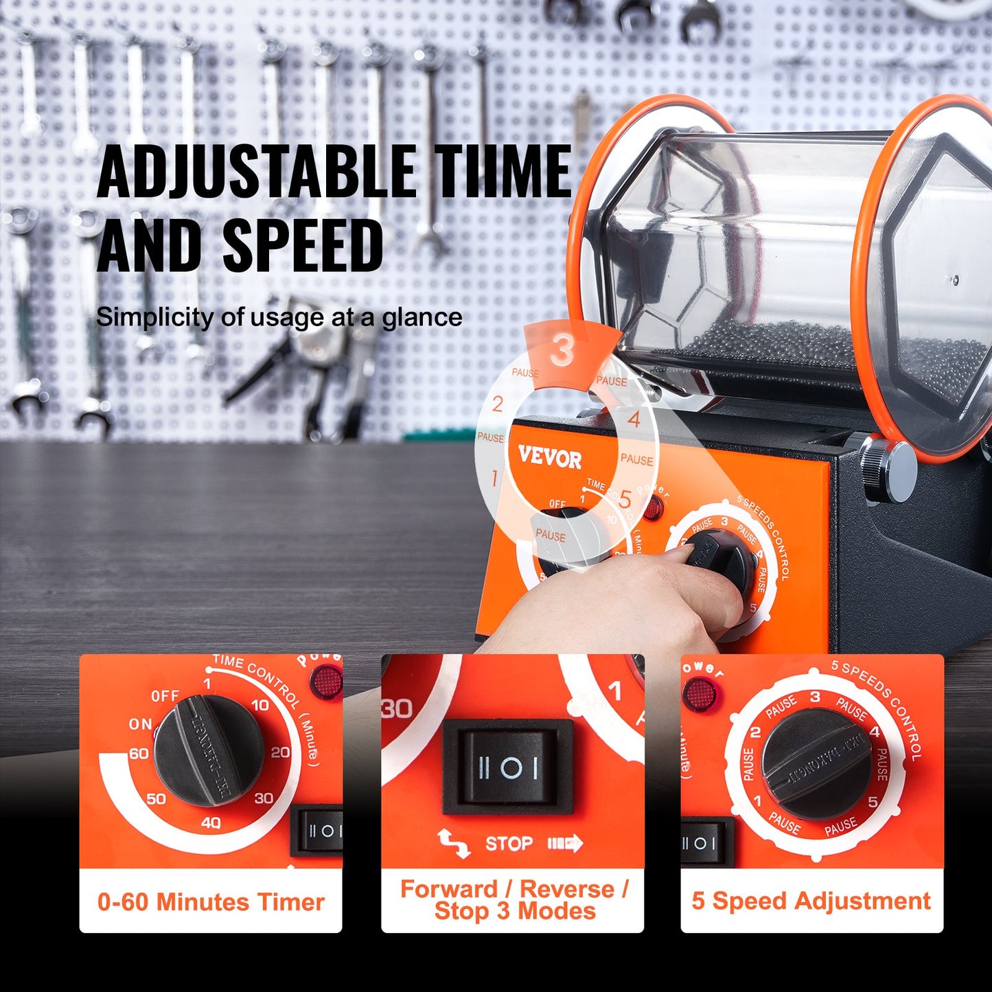 3 kg roterande tumlare ytpolerare smyckespoleringsmaskin ädelstens-DIY