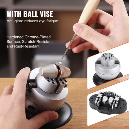 Flerriktat mikroskop med fjäderfäste, smyckesmikroskop med 7X-45X förstoring, stativ för mikrosmycken med infälld montering, integrerad USB-ring-LED-lampa och 360° kulskruvstycke, för smyckesinlägg