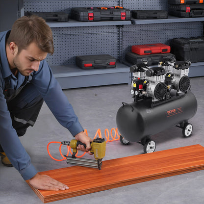 Air Compressor, 20 Gallon Steel Tank, 4HP 10.6 CFM@90 PSI Oil Free Air Compressor & Max. 125PSI Pressure, 78dB Ultra Quiet Portable Compressor, for Auto Repair, Tire Inflation, Spray Painting