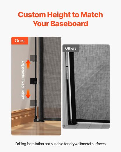 Retractable Baby Gate, Extends to 4150 mm Extra Wide, 990 mm Tall, with Reinforced Fiberglass Strips, Avoids Crawling Through, Mesh Dog Gate for Decks, Doorways, Garages, Indoor, Black