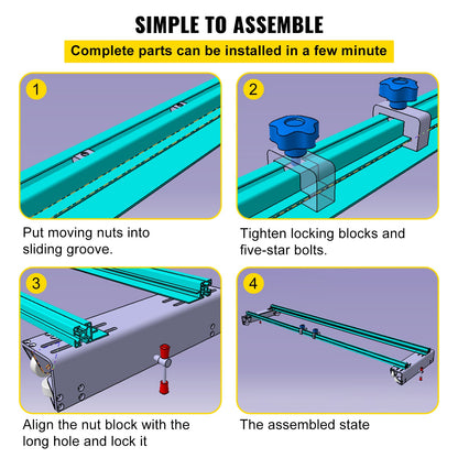 Router Sled, 60 inches / 152.4cm Width, Slab Guide Jig for Woodworking with Locking Function, Portable and Easy to Adjust, Trimming Planing Machine for Wood Flattening, Home DIY