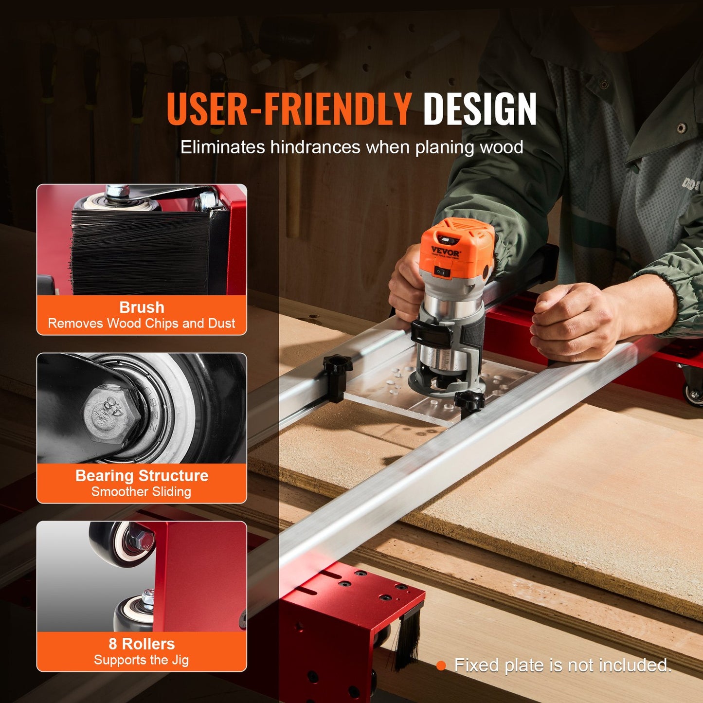 Router Sled, 152 cm(60 inches), Portable and Easy to Adjust Slab Flattening Jig, DIY Woodworking Router Sled for Flattening Slabs, Slab Guide Jig Trimming Planing Machine for Wood Flattening, Home DIY