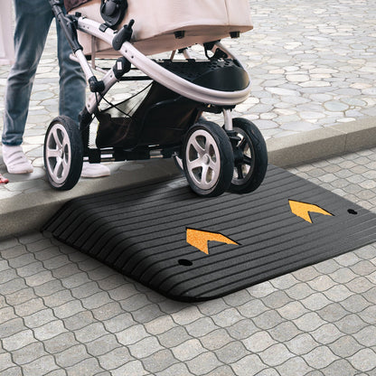 Upgraded Rubber Threshold Ramp, 3.5" Rise Door Ramp with 1 Channel, Natural Rubber Car Ramp with Non-Slip Textured Surface, 33069 lbs Load Capacity Curb Ramp for Wheelchair and Scooter