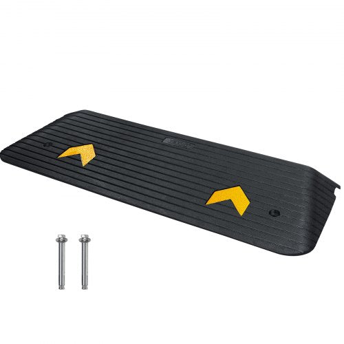 Upgraded Rubber Threshold Ramp, 3.8 cm Rise Wheelchair Ramp Doorway, Natural Curb Ramp Rated 15000 kg Load Capacity, Non-Slip Textured Surface Rubber Curb Ramp for Wheelchair and Scooter