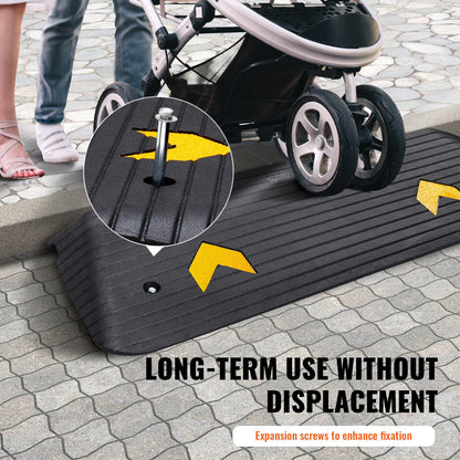 Upgraded Rubber Threshold Ramp, 3.8 cm Rise Wheelchair Ramp Doorway, Natural Curb Ramp Rated 15000 kg Load Capacity, Non-Slip Textured Surface Rubber Curb Ramp for Wheelchair and Scooter