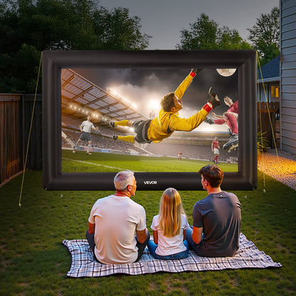 20 ft Inflatable Movie Screen, 600D Washable Inflatable Projection Screen with Portable Storage Bag, Easy Set Up 16:9 Movie Projector for Outdoor Backyard, Home Theater, Theme Party, Pool Fun