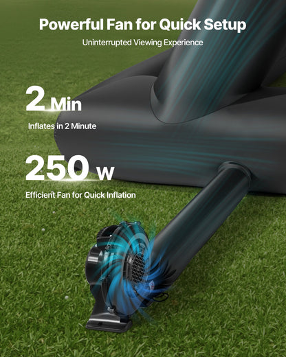 18 ft Inflatable Movie Screen, 600D Washable Inflatable Projector Screen with Portable Storage Bag, 16:9 Easy Set Up Movie Projection for Outdoor Backyard, Home Theater, Theme Party, Pool Fun