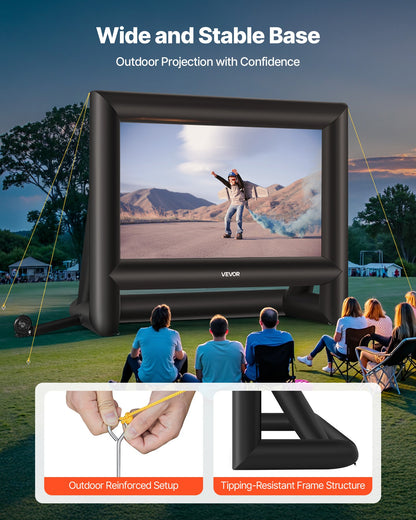 18 ft Inflatable Movie Screen, 600D Washable Inflatable Projector Screen with Portable Storage Bag, 16:9 Easy Set Up Movie Projection for Outdoor Backyard, Home Theater, Theme Party, Pool Fun