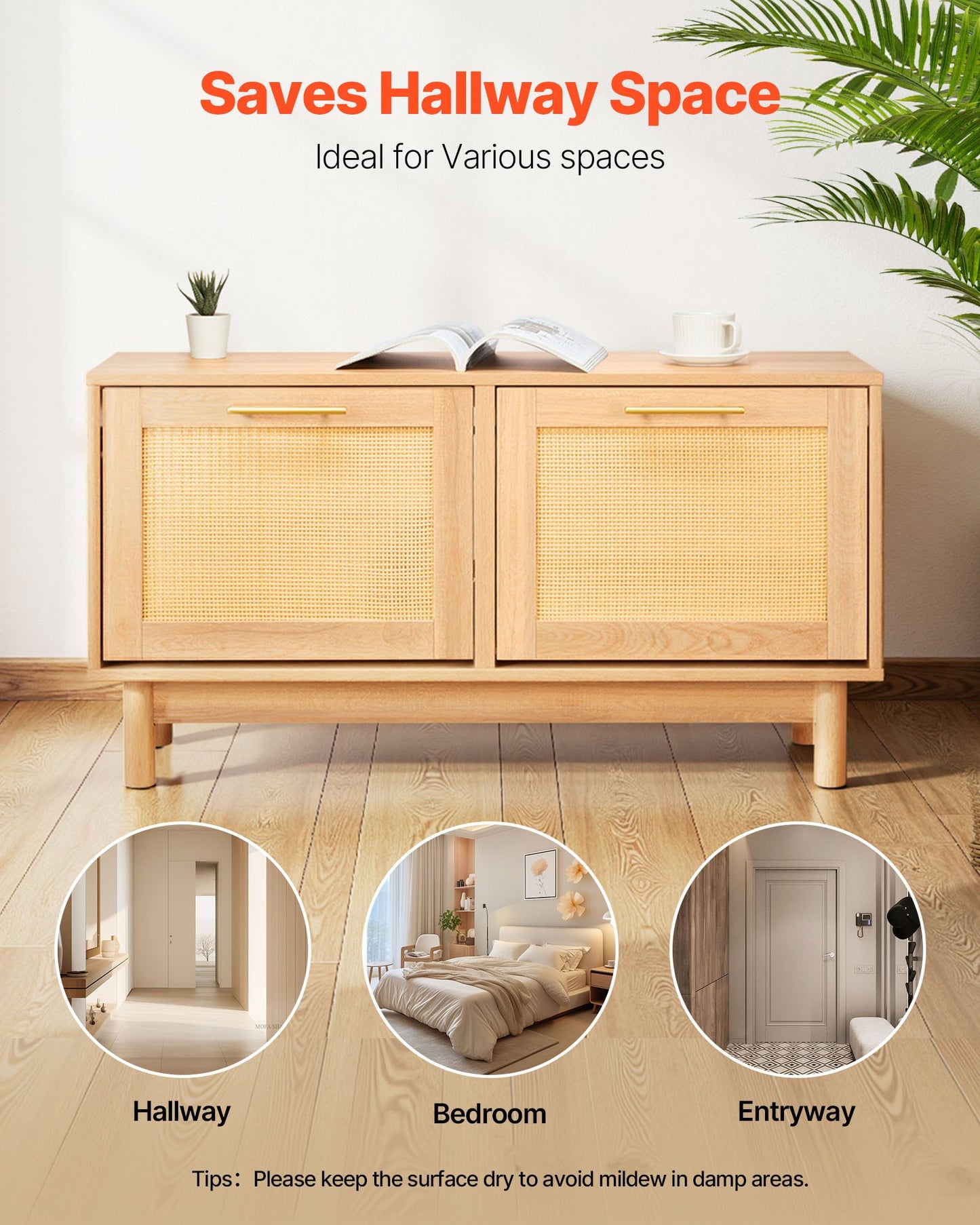 Skobänk för hall, 1000 x 300 x 530 mm rottingliknande skobänk med 2 utfällbara lådor, skohylla 136 kg med 4 fack och 2 rottingdörrar, för hall, vardagsrum, sovrum