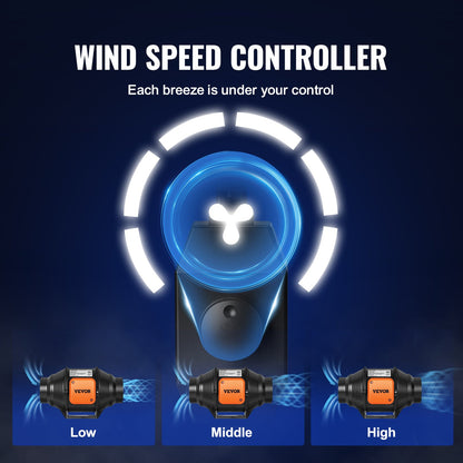 Inline Duct Fan, 102mm 129.7 CFM with Variable Speed Controller, Quiet AC-motor Ventilation Exhaust Fan for Cooling Booster, Grow Tents, Hydroponics