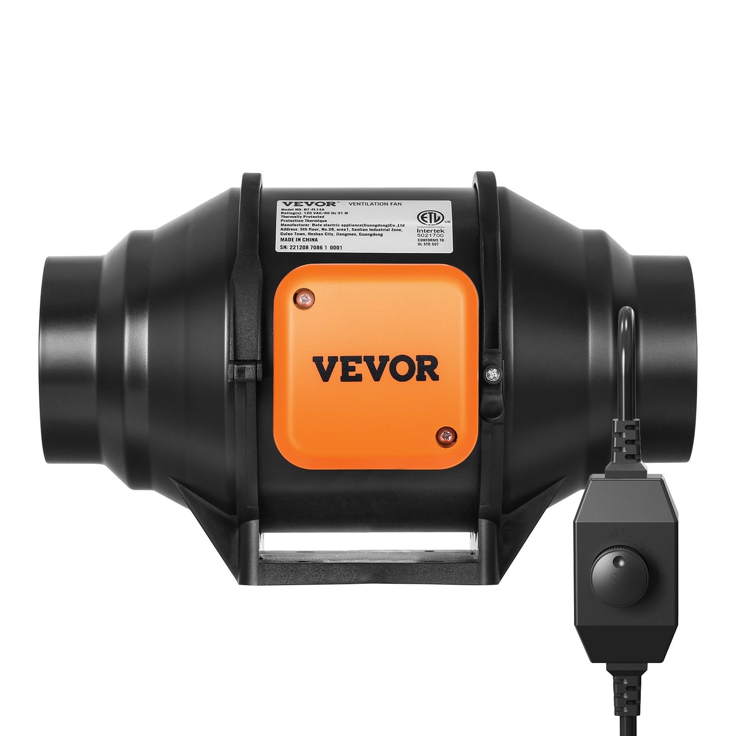 Inline Duct Fan, 102mm 129.7 CFM with Variable Speed Controller, Quiet AC-motor Ventilation Exhaust Fan for Cooling Booster, Grow Tents, Hydroponics