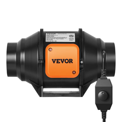 Inline Duct Fan, 102mm 129.7 CFM with Variable Speed Controller, Quiet AC-motor Ventilation Exhaust Fan for Cooling Booster, Grow Tents, Hydroponics