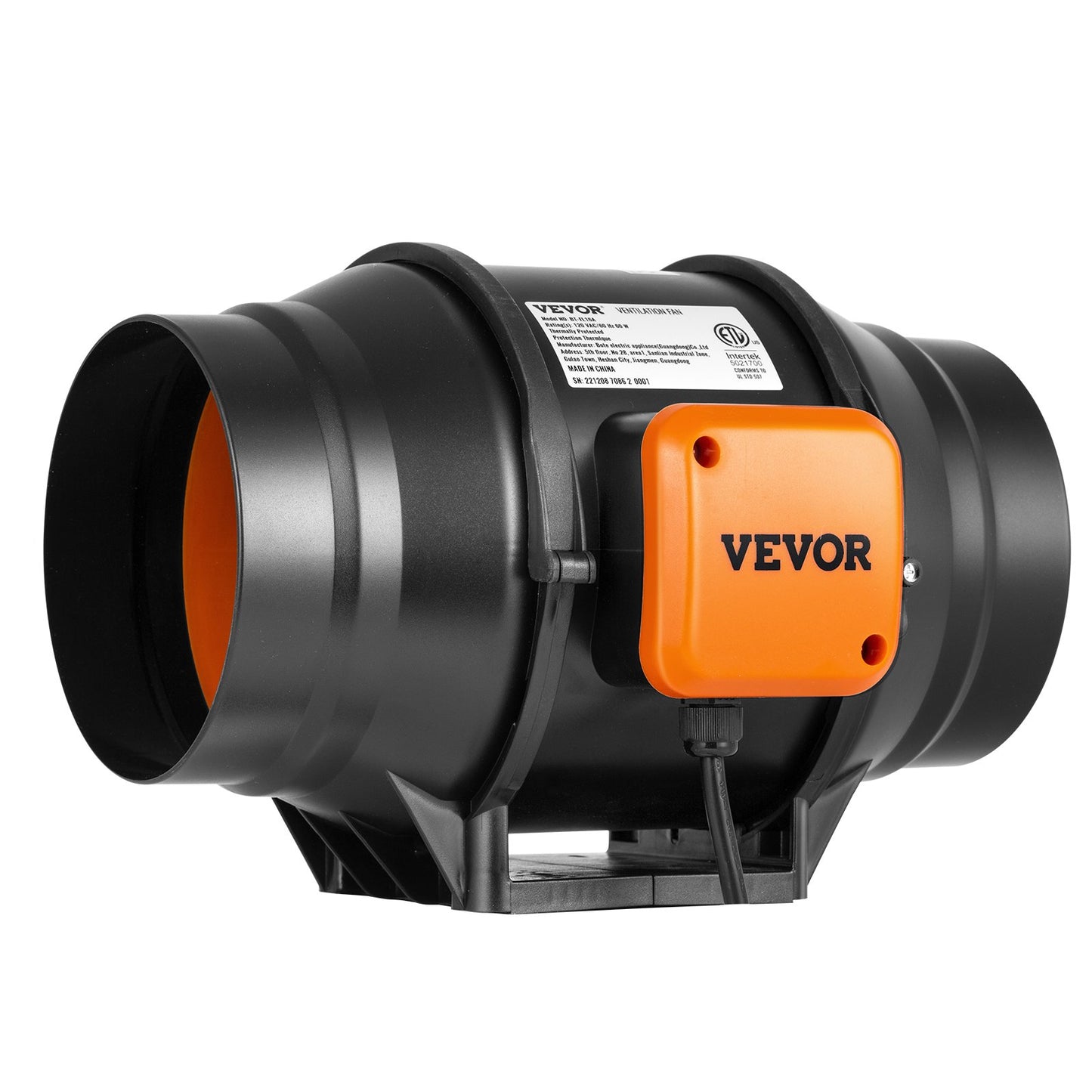 Inline Duct Fan, 152.4mm 323.7 CFM with Variable Speed Controller, Quiet AC-motor Ventilation Exhaust Fan for Cooling Booster, Grow Tents, Hydroponics